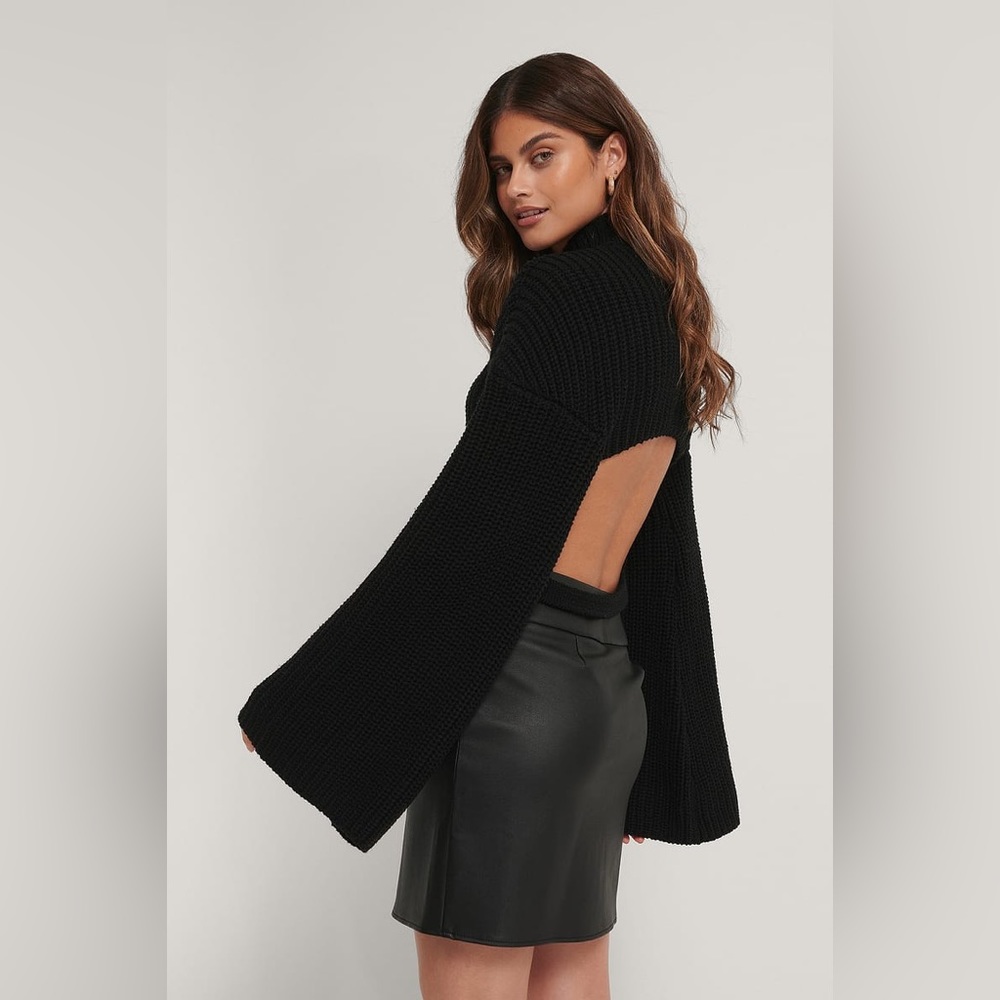 NA-KD Black Backless Knitted Sweater